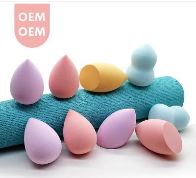 China Non-latex Sponge Beauty Makeup Free Round Shape Water Droplets Blow Cosmetics Blender Case Black Bag Latex Makeup Free Sponge for sale