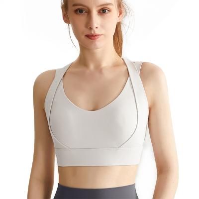 China Wholesale Proof Breathable High Intensity Fitness Shock Exercise Fixed Cup Women Sports Bra Back Working Top for sale