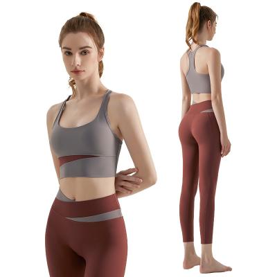 China Factory wholesale QUICK DRY high waist yoga running equipment sets fitness women sports bra and shorts set for sale