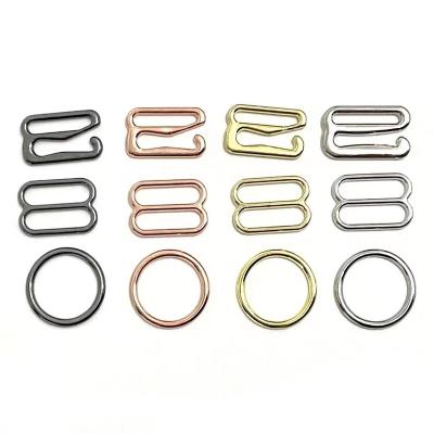 China Washable Wholesale Underwear Slider Metal Alloy Adjuster Strap Strap Bra Hooks Buckle Ring And Slider for sale