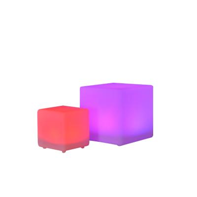 China 30cm led cube remote control rechargeable light in durable colorful pe for outdoor for sale