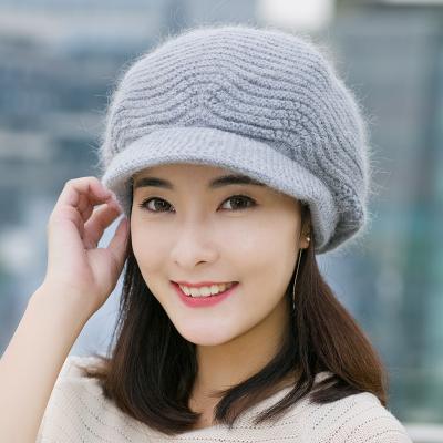 China Fashion Korean Style Knitted Ladies Hats Fashion Beret Rabbit Hair Hat Hats Wholesale for sale