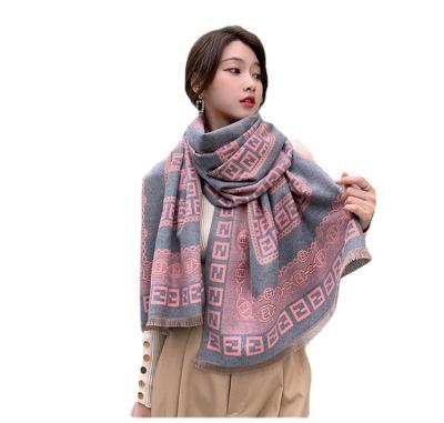 China New Thickened Heat Cashmere Tassel Scarf Women's Scarf Letter-Chain Hot Fashion Shawl for sale