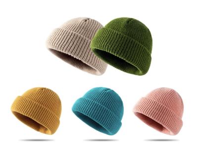 China Wild pure color fashion Korean version knit hats to warm woolen hats bowler leather thin hats for sale