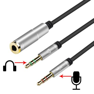 China Car Earphone Splitter for Computer Female 3.5mm Audio Headset AUX. 2 To Dual Male 3.5mm MIC Y Splitter Cable To PC Adapter for sale