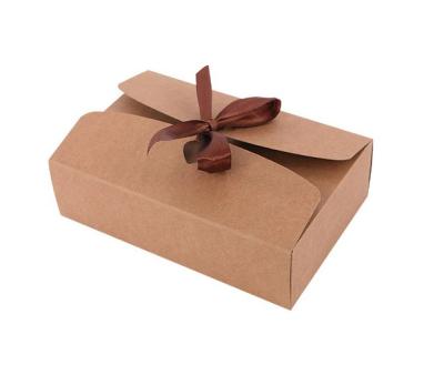 China Natural Colored Gift Boxes Recycled Materials CLP Cardboard Custom Box Kraft Paper With Ribbon for sale