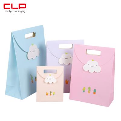 China Recyclable Custom Size Logo Velcro Paper Bag High Texture Multifunctional Paper Wrapping For Food Gift Apparel Packaging for sale