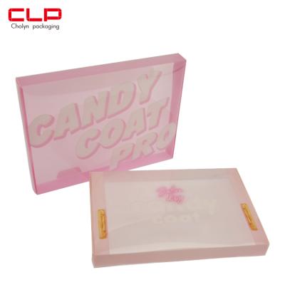 China Custom Recycled Materials Hot Sale Recycled PVC Plastic Pink Gift Box For Candy for sale