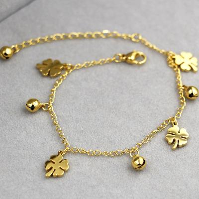 China Wholesale FASHIONABLE New Arrival Flower Gold Stainless Steel Anklet Women Christmas Jewelry And Bell Anklets 18K for sale