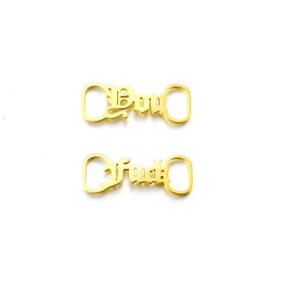 China FASHIONABLE Custom Shoe Buckle Nameplate Stainless Steel Lace Shoe Buckle Name Tag Lady Boy Gifts Jewelry Accessories Charms for sale