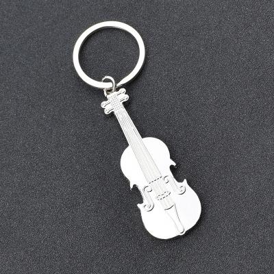 China Decoration Gift Creative Metal Musical Instrument KeyRing Personality Guitar Piano Violin Keychain Women Children Promotion Gifts Wholesale for sale