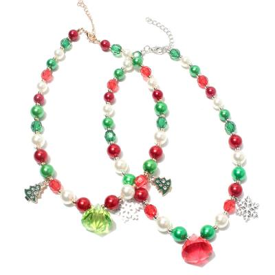 China Fashion Trendy Christmas Jewelry Gift Faux Pearl Beads Necklace For Women Jewelry Gift Wholesale for sale