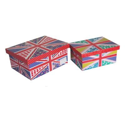 China 2022 Hot Sale Handmade Union Jack Design Wooden Storage Box With Removable Lid Custom Hat Box for sale