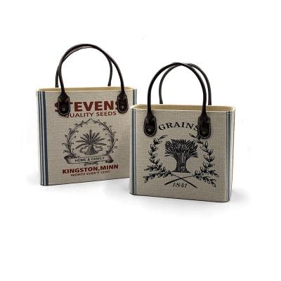 China Hot Sale Modern Design Countryside Home and Office Cardboard and Canvas Printing Newspaper and Magazine Storage Basket for sale