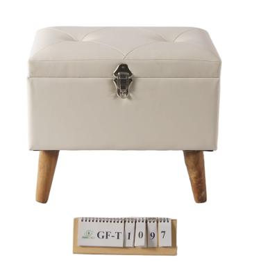 China 2020 Home Furniture PU KD Storage Trunk Foot Rest Ottoman White Stool (Height) Adjustable for sale