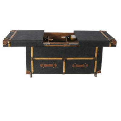 China (Size) Hot Selling Adjustable Storage Home Coffee Table With Wine Storage With Wheels Wooden Table Wine Cabinet for sale