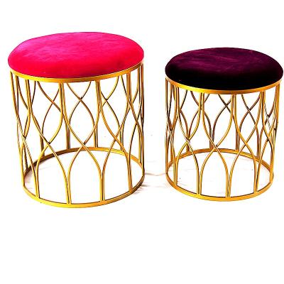 China New Modern Style Adjustable (Height) Velvet Surface Living Room Restaurant Bar Round & Bed Room Round Set 2 Ottoman Stool for sale