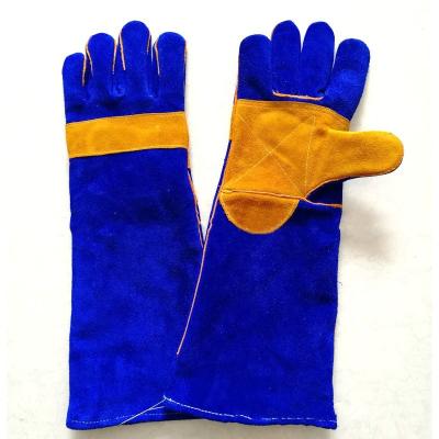 China The Wear Resistance Heat Protection Discount Price Welding Gloves Genuine Leather Heat Resistant Glove For Furnace Welding Chimney for sale