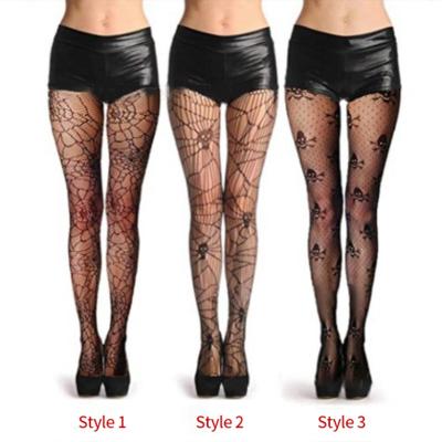 China Sexy Net Halloween Mesh Floral Print Pantyhose Lady Woman Pantyhose Tights for sale