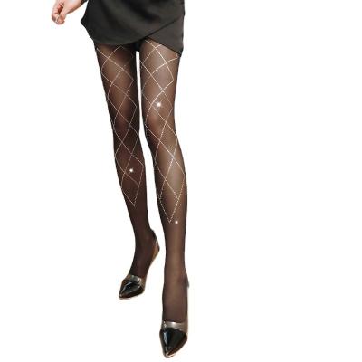 China Girls Breathable Rhinestone Printed Pantyhose Ultra Sheer Shiny Custom Women Pantyhose for sale