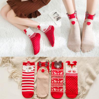 China Autumn And Winter Cotton Cartoon Christmas Socks Breathable Women Foot for sale