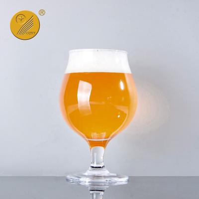 China 450ml Handmade Stemmed Belgian Beer / Belgian Beer Glass Printing 15oz Tulip Glass Glassware Customized for sale