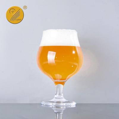 China Belgian Beer Glasses 13oz 390ml Customized Handmade Stemmed Print Tulip Belgian Beer Glasses for sale