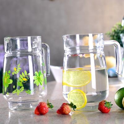 China Sustainable Glass Water Jug Glass Juice Jar With Customized Logo for sale