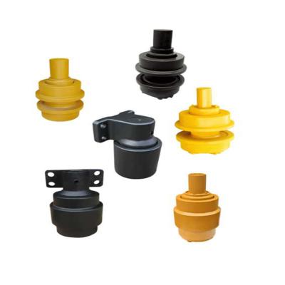 China Other Durable Excavator Material Steel Carrier Roller Black Excavator Spare Accessories for sale