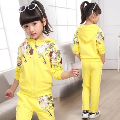 China Long Sleeves New Designed Print Peony 2pcs Girls Canton Children Clothing Set 100% Cotton for sale