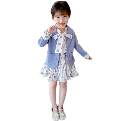 China Breathable New Design Korean 2pcs Dot Costume Baby Kids Dresses For Girls for sale