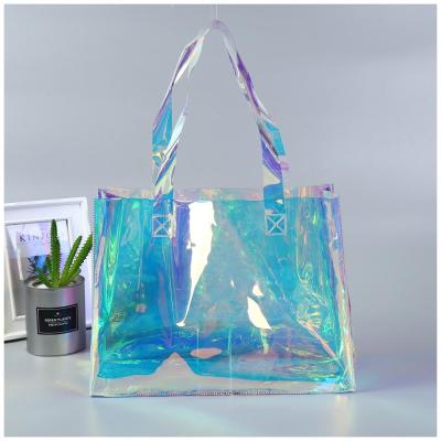 China High Quality Hologram Fashion Large Size Clear Luminous Hologram PVC Shoulder Tote Bag For Women for sale