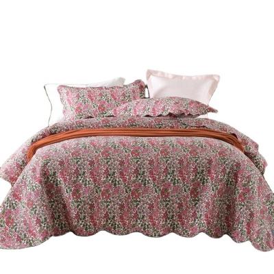 China Rose Sheet Anti-Static Floral Romantic Style Printed Queen Size Bedding Three Piece Set for sale