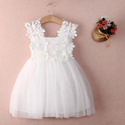 China White Sleeveless Garment Lace A Line Short Flower Girl Dress Little Girl Dresses for sale