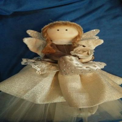 China Lovely Soft Netting Customized Cloth Angel Toy Christmas Hanging Decoration Doll With Wing for sale