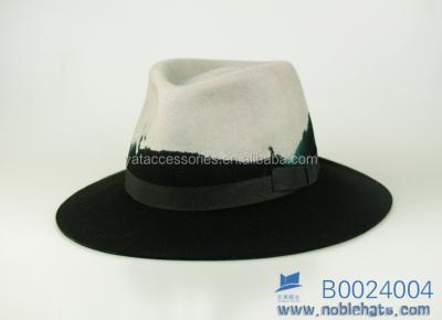 China Picture Dip Dye Design Felt Hat Hats, Strip Wool Leather Felt Hats, Hat Factory for sale