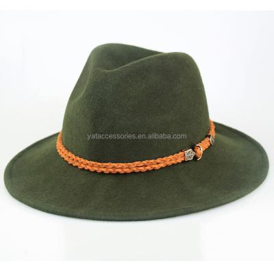 China 100% felt hat, FA17 felt hat hats, olive color picture men's wool wool hat with orange color band for sale