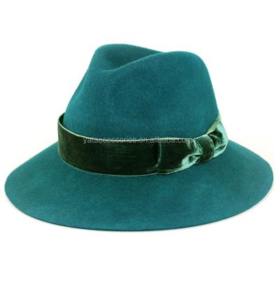 China Image women smoke 100% felt hat, felt hat hats, new design fa 17 color wool blue with olive green pleuche band for sale