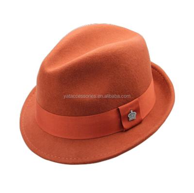 China Image womens or mens 100% wool felt triby hats with short brim, felt hat hats with matching trimband for sale