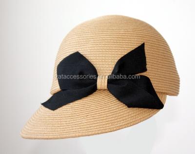 China Paper Girl Summer Paper Braid Straw Tops Hats With Lovely Bow Decoration for sale