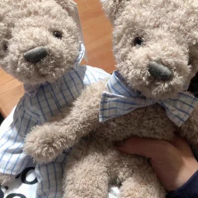 China British Eco-Friendly Plush Doll Bear Costume Instagram Bow Tie Teddy Bear Plaid Shirt Doll Gift for sale