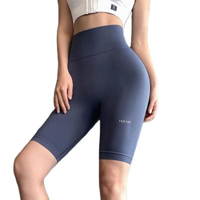 China 2023 Running Eation Waist Gym Bike Fitness Breathable High Tight Compression Softness Yoga Shorts Solid Sportswear for sale