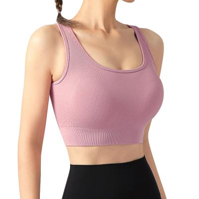 China 2023 Breathable Custom Running Yoga Top U Neck Adjustable Sport Workout Bra Padded Bras Gym Fitness Women Support Yoga Sports Bra high for sale