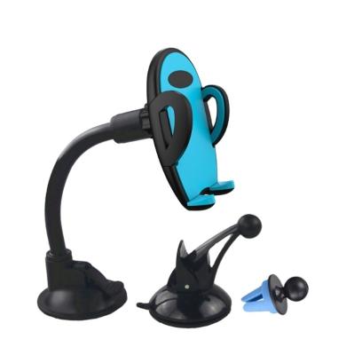 China Adjustable Suction Cup Cell Phone Holder Car Dashboard Windshield Air Vent Cell Phone Mount Holder 3 in 1 for Cars for sale