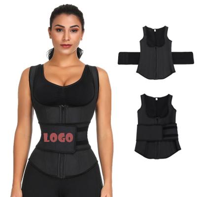 China OEM Antibacterial Sauna Suit Tank Top Vest with Adjustable Waist Trimmer Belt Corset Waist Trainer for sale