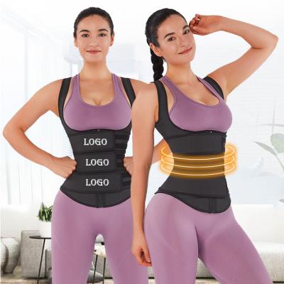 China Custom Logo Tummy Control Workout Latex 3 Strap Waist Trainer Vest Belt Women Waist Trimmer Belt Diet Waist Trainer for sale