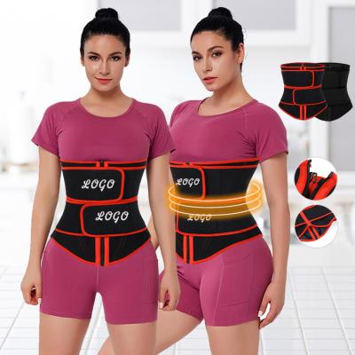 China Private Label Neoprene Waist Trimmer Slimming Waist Trainer Sweat Slimming Trainer Custom Made Double Belt Strap Waist Shaper for sale