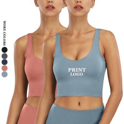 China Customs Solid Color Women Fitness Yoga Crop Tank Top Breathable Sports Bra for sale