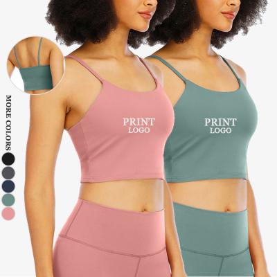 China Wholesale Breathable Custom Clothing Crop Women Fitness Spaghetti Strap Top Sports Bra for sale