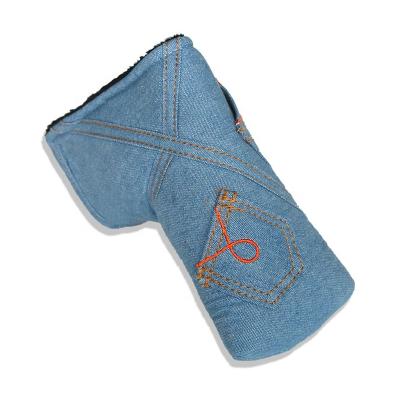 China High Quality Denim Leather Putter Golf Headcover Single Blade Headcover for sale